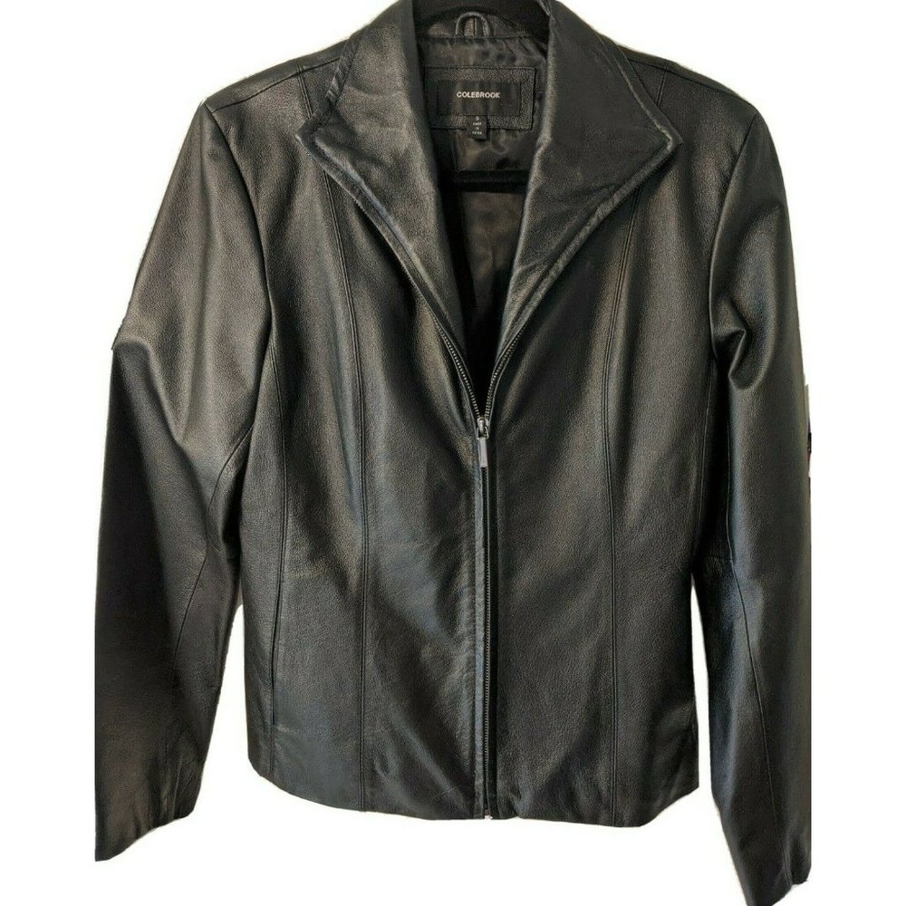 Leather Jacket Lined Black Size Small Women